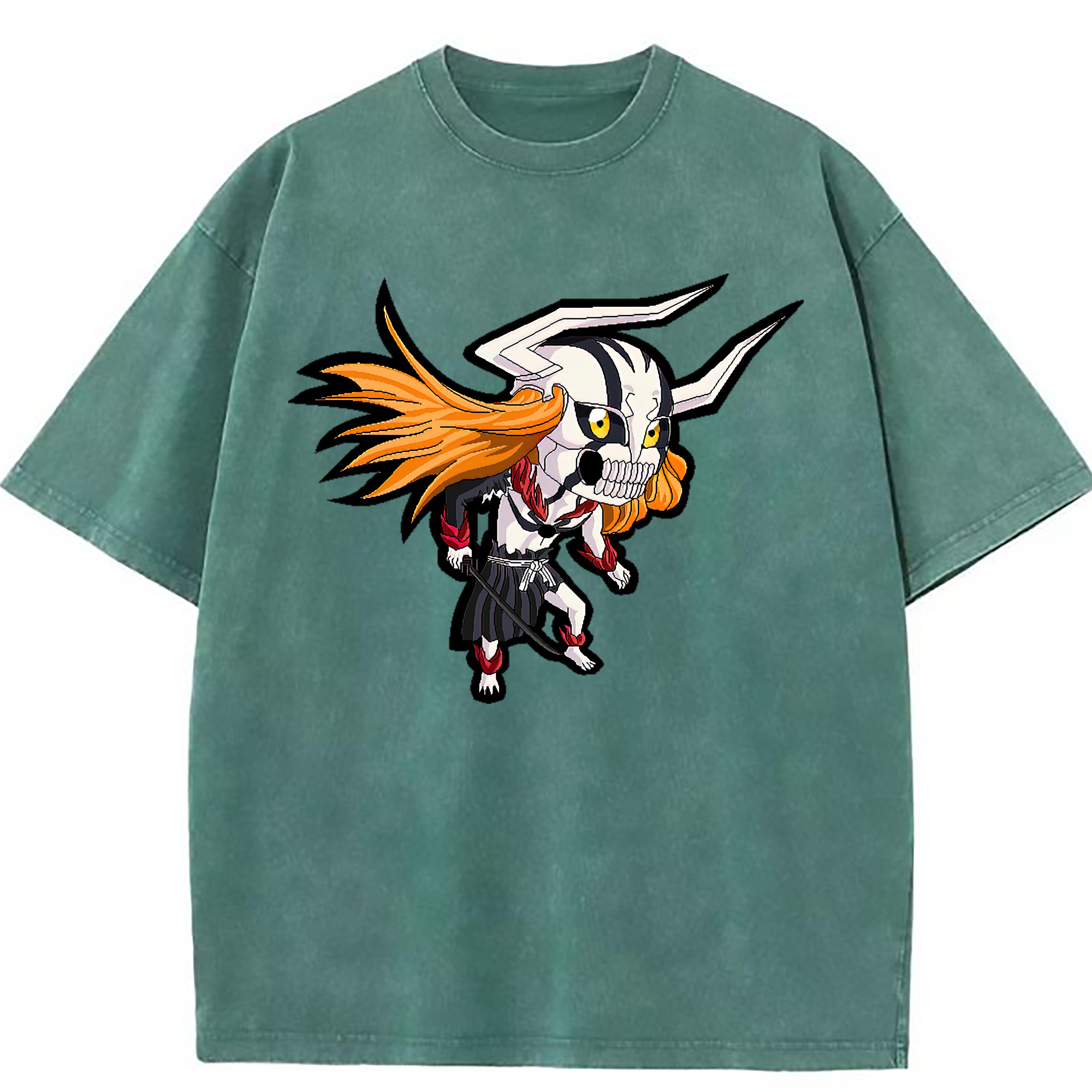 （画像用） ブリーチ 黒崎一護（くろさき いちご）BLEACH Kurosaki Ichigo 綿100% ヴィンテージ風 半袖Tシャツ（フロントプリント）